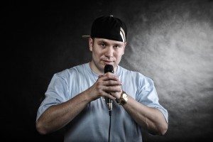 Rap singer rapper man with microphone