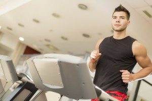 Young man training in the gym