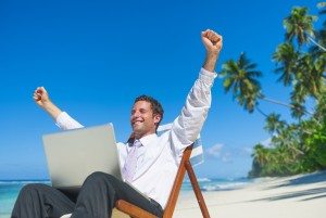 Businessman Relaxing on the Beach