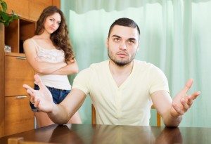 Young family  having quarrel