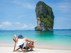 Man relaxing on the beach