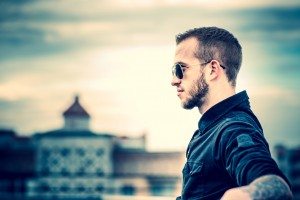 Man on the roof of the high building