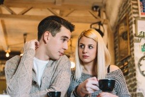 Young couple in cafe