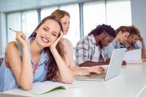 Fashion student smiling at camera
