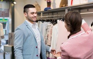 Young couple in clothing store