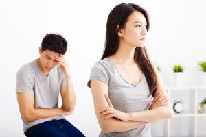 young Couple not talking after  fight  in living room