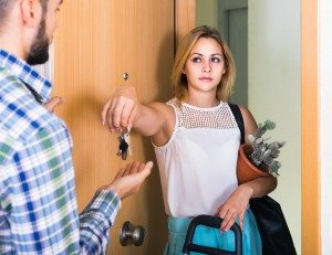 adult watching how spouse moving out with baggage