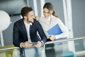 Young couple working in the office