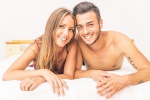 Happy couple in the morning portrait