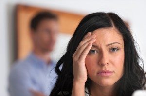 Upset woman looking at a camera