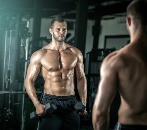 Man doing bicep curls