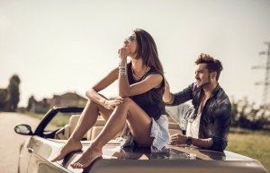 Angry woman ignoring her boyfriend after an argue.